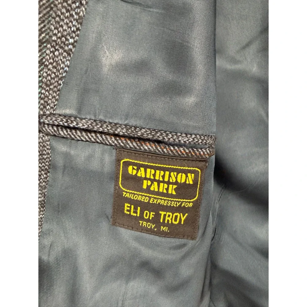Vintage Bespoke‎ Mens Grey Herringbone Tweed Blazer Sport Coat Made in USA Eli